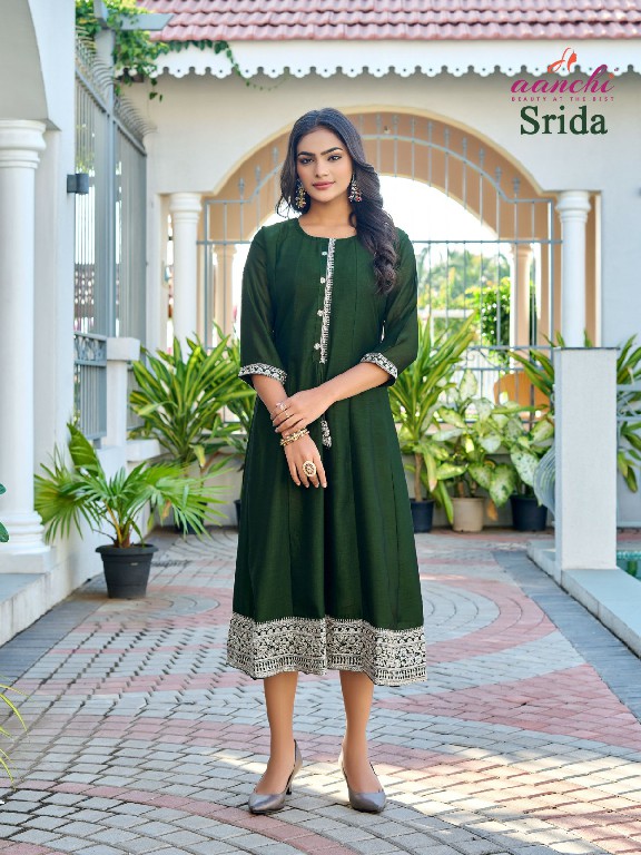 aanchi srida vichitra readymade attractive look flair kali cut kurtis