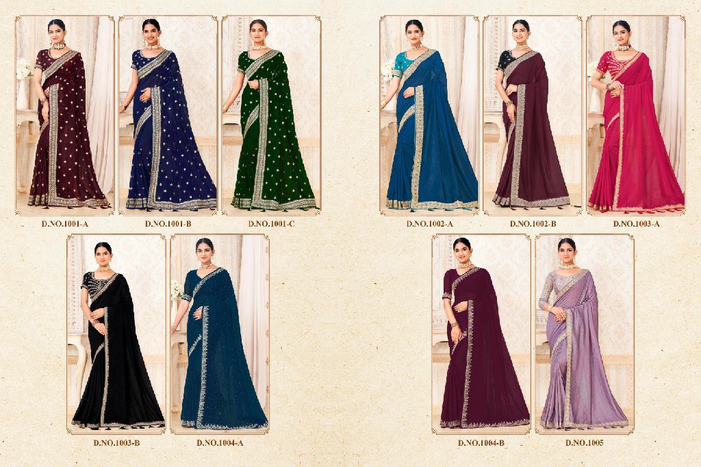 Saree Palace D.no 1001 To 1005 Series Wholesale Vichitra Silk Sarees