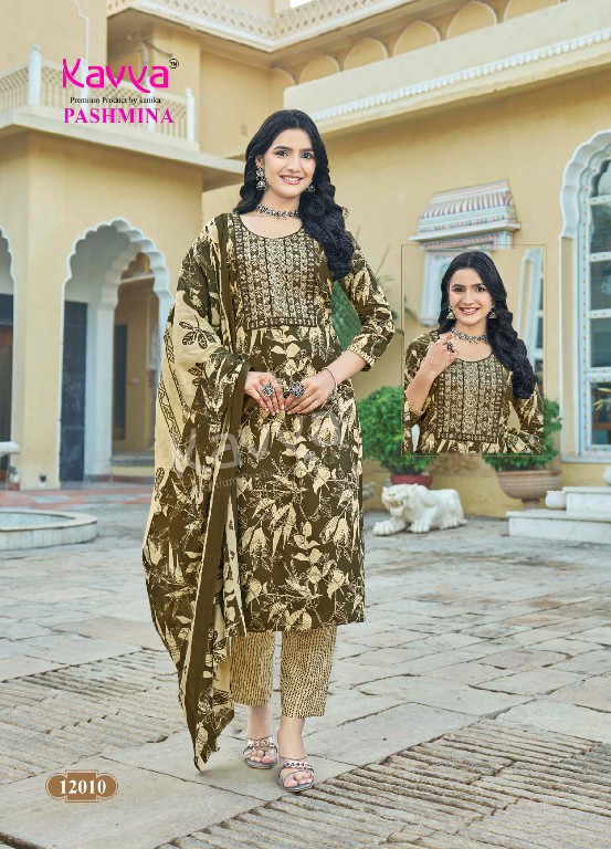 KAVYA PASHMINA VOL 12 COTTON LINING FANCY CASUAL WEAR READYMADE KURTI PANT WITH DUPATTA