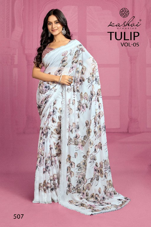 kashvi creation tulip vol 5 latest collection cotton rimzim saree