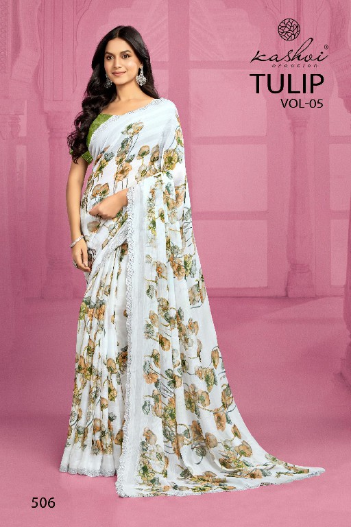 kashvi creation tulip vol 5 latest collection cotton rimzim saree