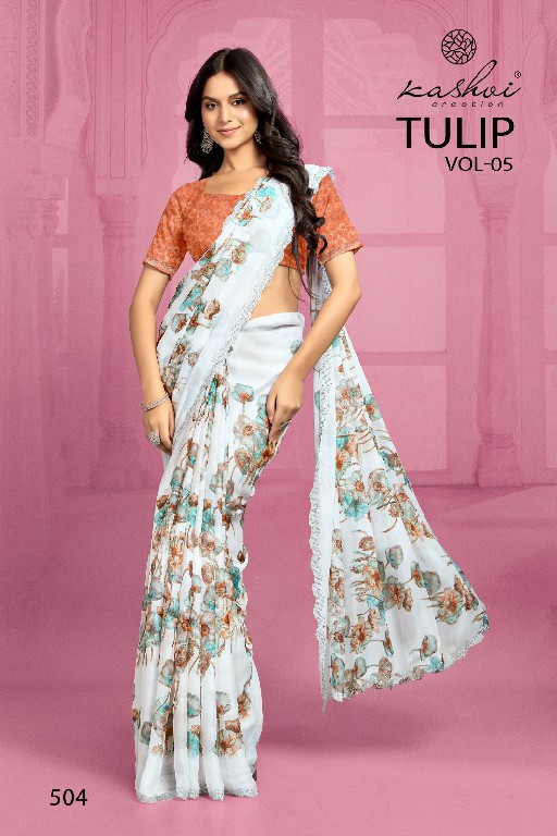 kashvi creation tulip vol 5 latest collection cotton rimzim saree