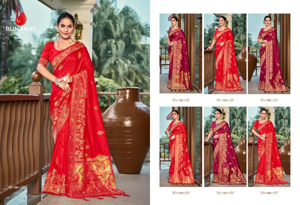 bunawat radhika pyari vol - 02 festival wear wedding wear silk fabric saree