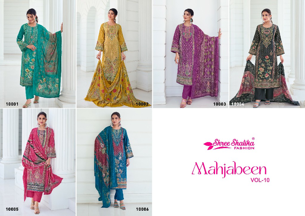 Shree Shalika Mahjabeen Vol-10 Wholesale Cotton Lawn With Embroidery Work Salwar Suits