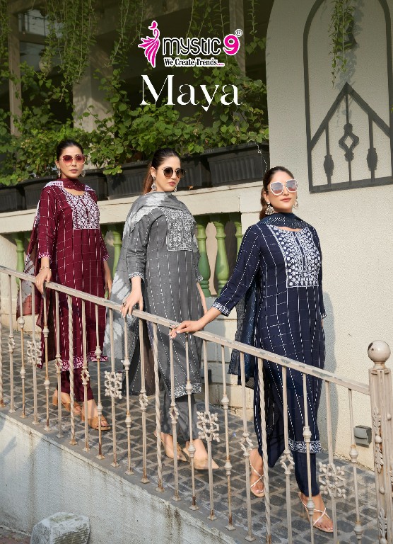 Mystic 9 Maya Vol-1 Wholesale Straight Cut Kurti With Pant And Dupatta