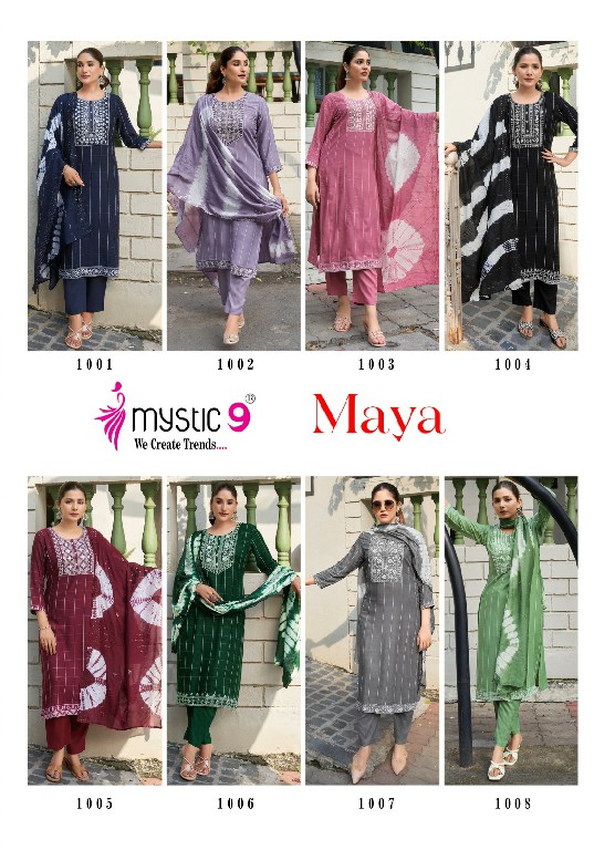 Mystic 9 Maya Vol-1 Wholesale Straight Cut Kurti With Pant And Dupatta