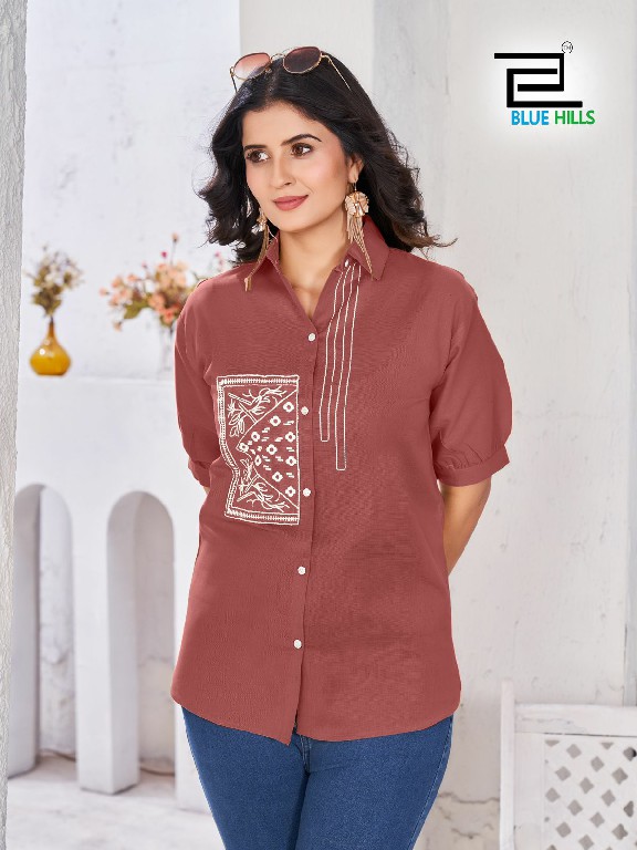 blue hills present nathalia readymade cotton western top for ladies