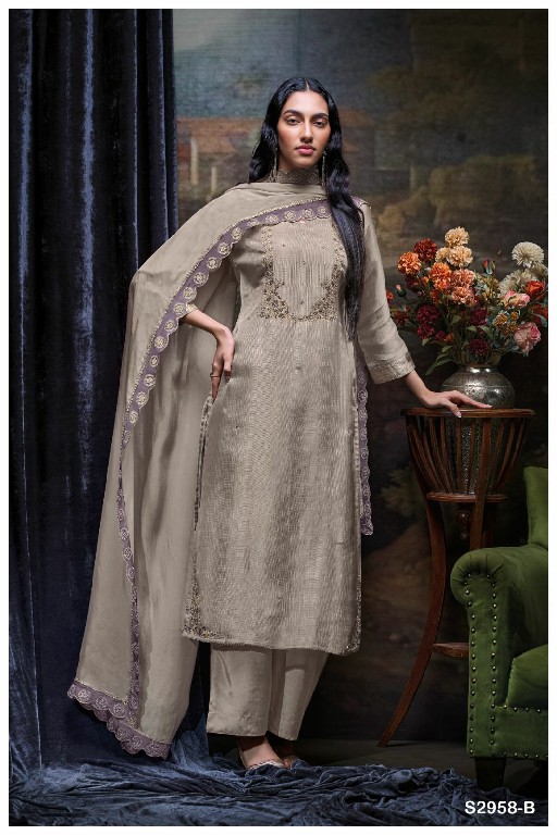 Ganga Svetlana S2958 Wholesale Pure Bemberg Silk Salwar Suits