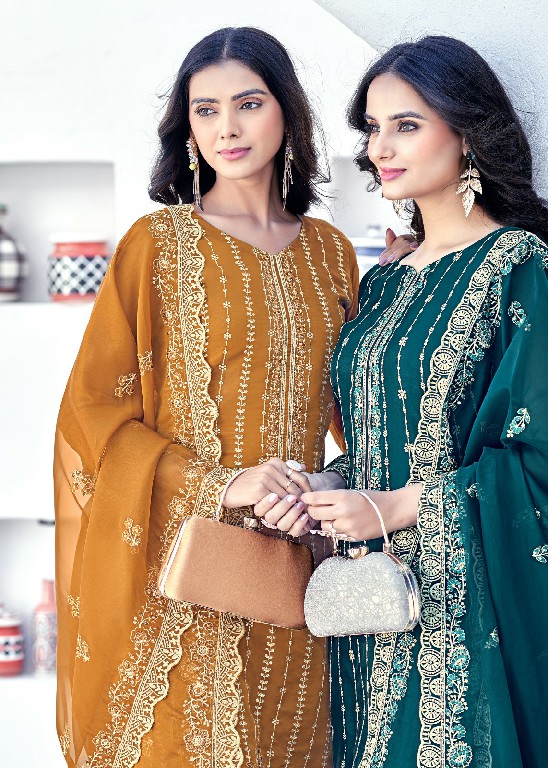 Bela Eraya Wholesale Premium Organza Fabrics Straight Salwar Suits