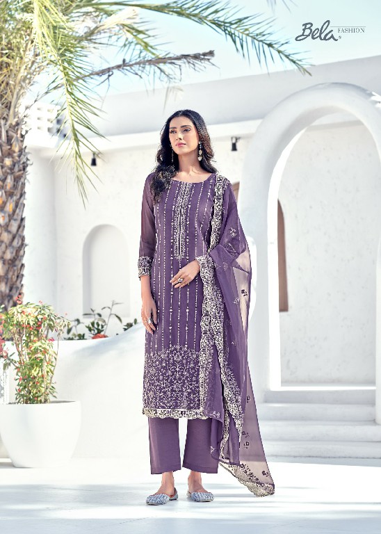 Bela Eraya Wholesale Premium Organza Fabrics Straight Salwar Suits