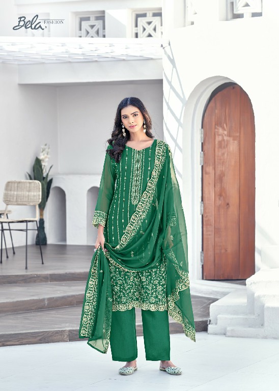 Bela Eraya Wholesale Premium Organza Fabrics Straight Salwar Suits