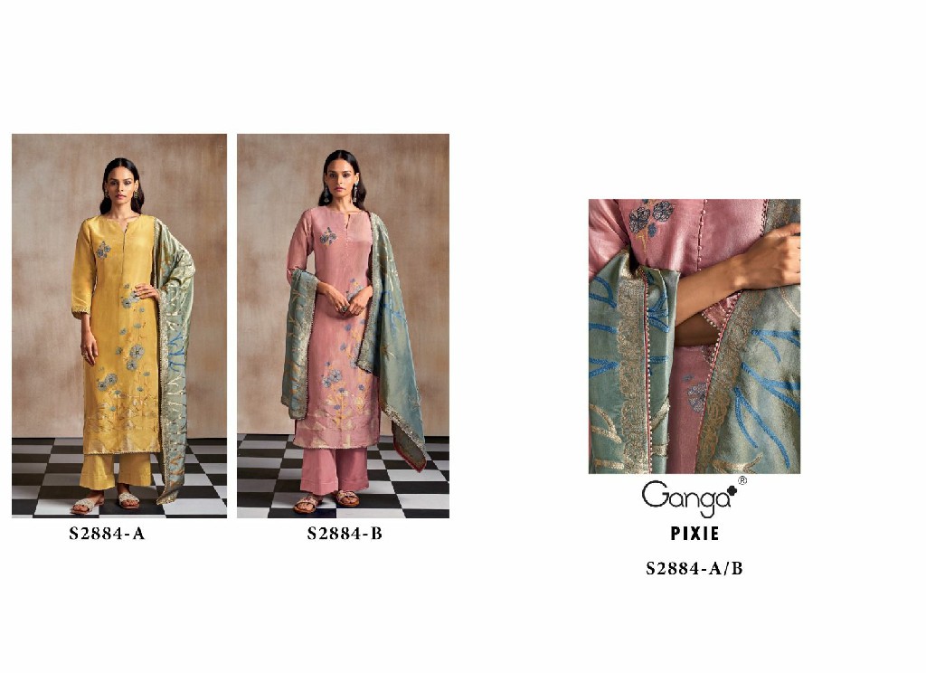 Ganga Pixie S2884 Wholesale Viscose Silk Jacquard Salwar Kameez