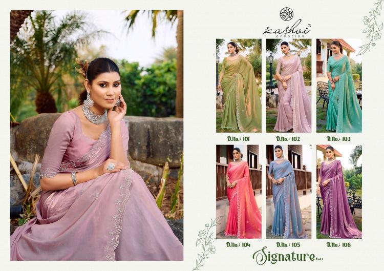 signature vol 1 by kashvi creation malai silk fashionable design saree