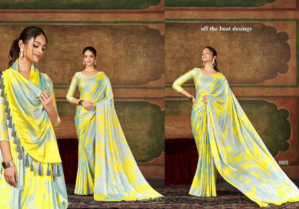 Silkvilla Signature Wholesale Satin Silk Fabrics Printed Sarees