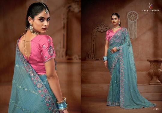 karma vol 1 by kala jamun chiffon silk designer saree for women