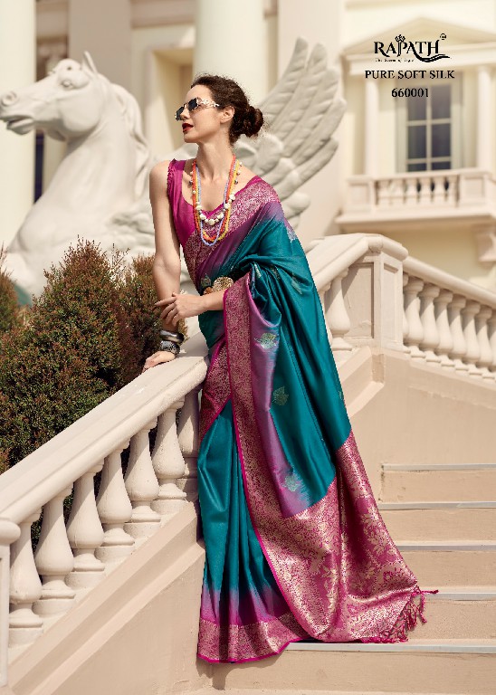 rajpath launch white mango silk with contras border festive wear ethnic saree