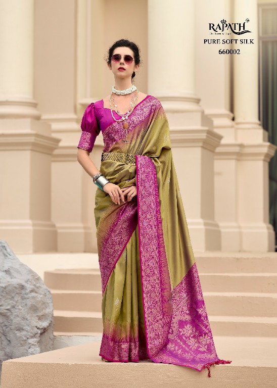 rajpath launch white mango silk with contras border festive wear ethnic saree