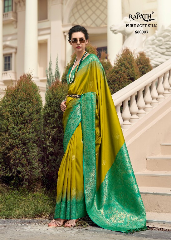 rajpath launch white mango silk with contras border festive wear ethnic saree