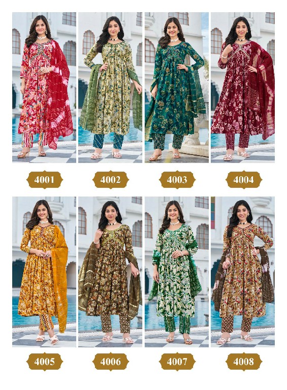 NAVKAR CREATION KASHISH VOL 4 FULLSTITCH ALIYA CUT KURTI PANT DUPATTA