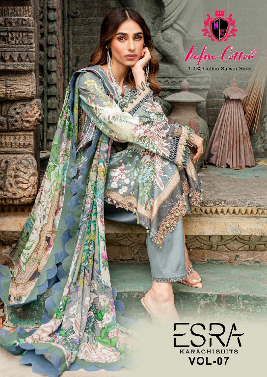 NAFISA COTTON ESRA KARACHI SUITS VOL 7 PAKISTANI CASUAL WEAR UNSTITCH SALAWAR KAMEEZ