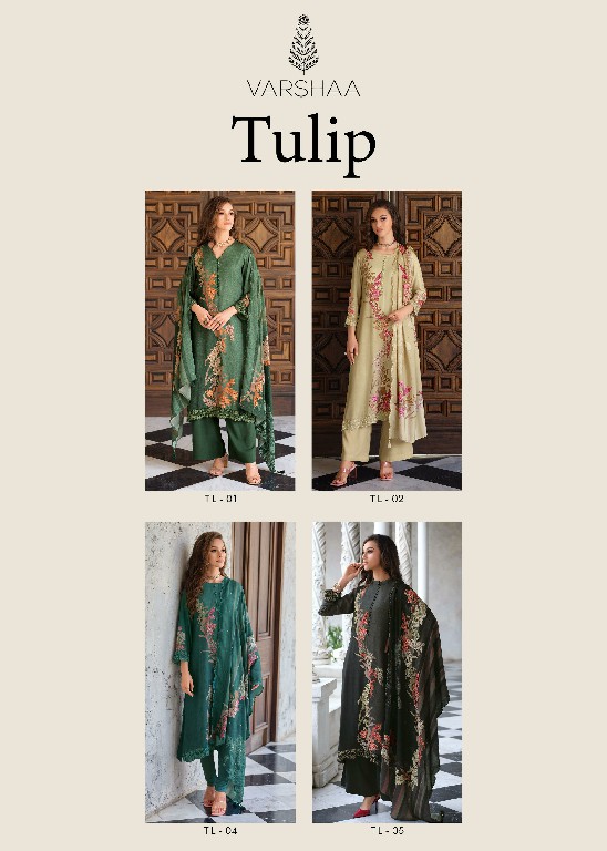 Varshaa Tulip Wholesale Viscose Muslin With Embroidery Salwar Suits