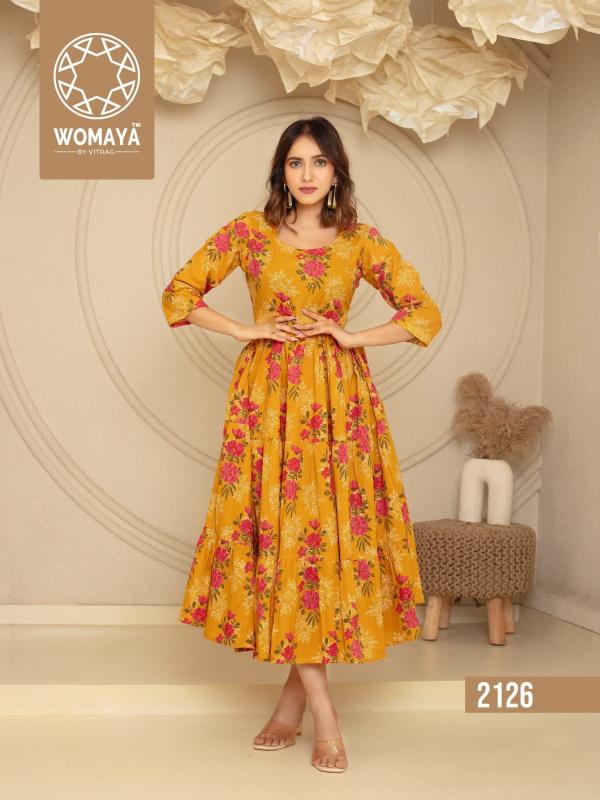 womayas kurtis vibrance floral vol 3 fully stitch cotton cambric printed classic kurti gown