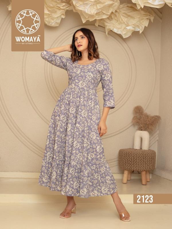 womayas kurtis vibrance floral vol 3 fully stitch cotton cambric printed classic kurti gown