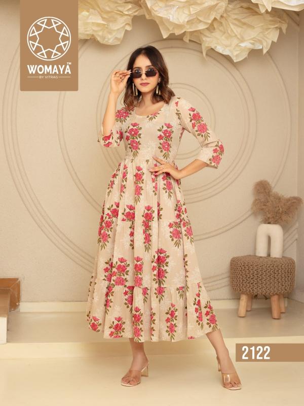 womayas kurtis vibrance floral vol 3 fully stitch cotton cambric printed classic kurti gown