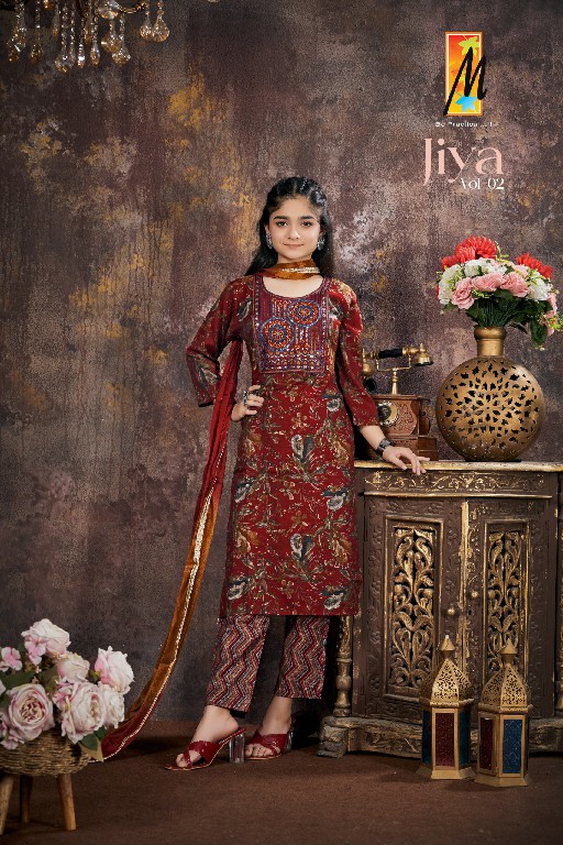 jiya vol 2 by master capsule rayon readymade kids modern salwar suit set