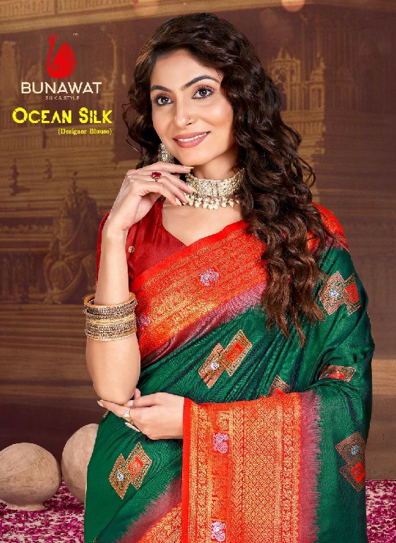 bunawat ocean silk wedding festival wear silk fabric saree collection