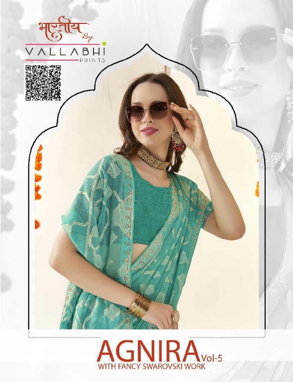 Vallabhi Agnira Vol-5 Wholesale Floral Print With Swaroski Work Sarees