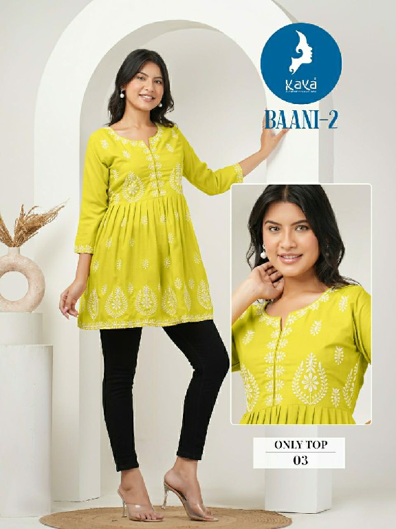 Kaya Baani Vol-2 Wholesale Reyon With Work Short Tops