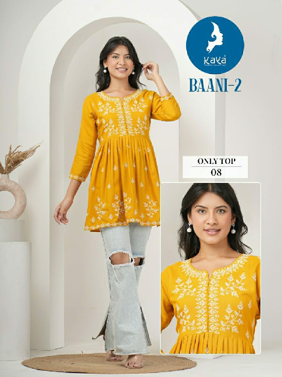 Kaya Baani Vol-2 Wholesale Reyon With Work Short Tops