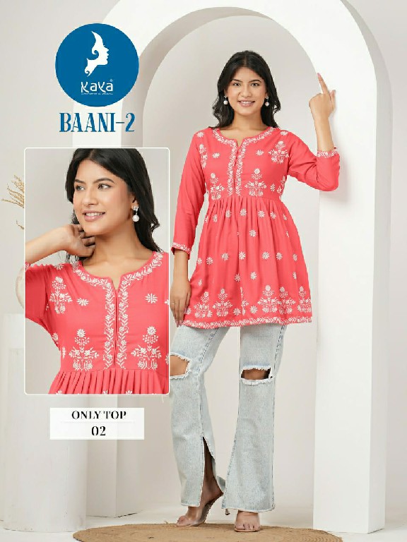 Kaya Baani Vol-2 Wholesale Reyon With Work Short Tops