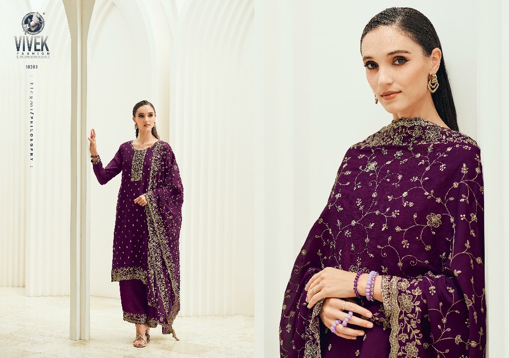 Vivek Anamika Wholesale Chinon Silk With Work Straight Salwar Kameez