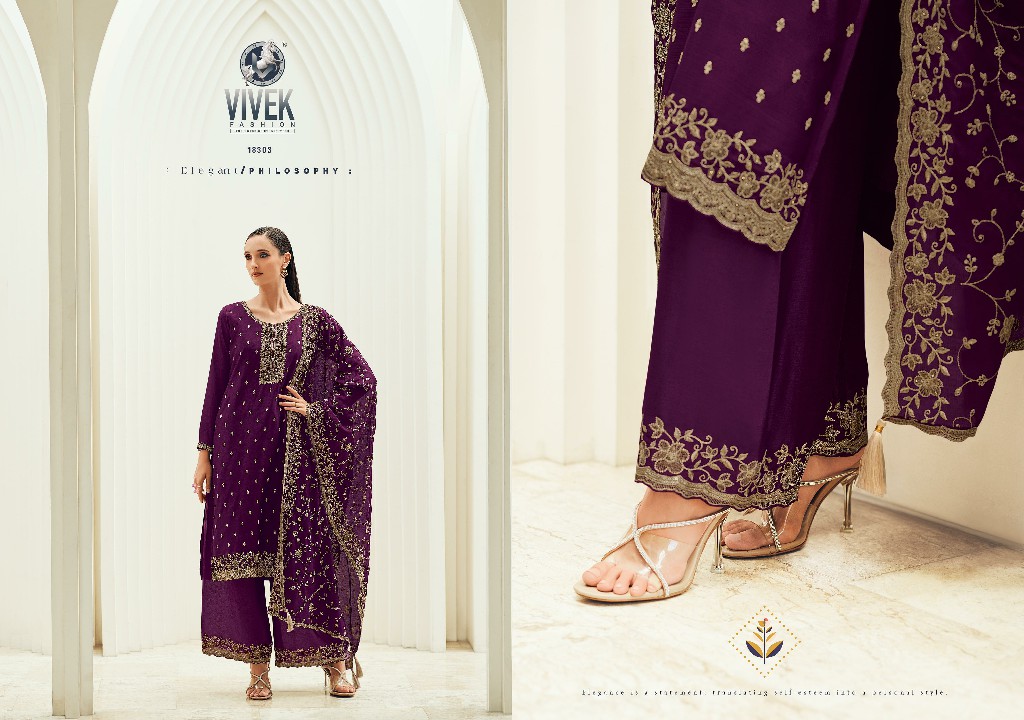 Vivek Anamika Wholesale Chinon Silk With Work Straight Salwar Kameez