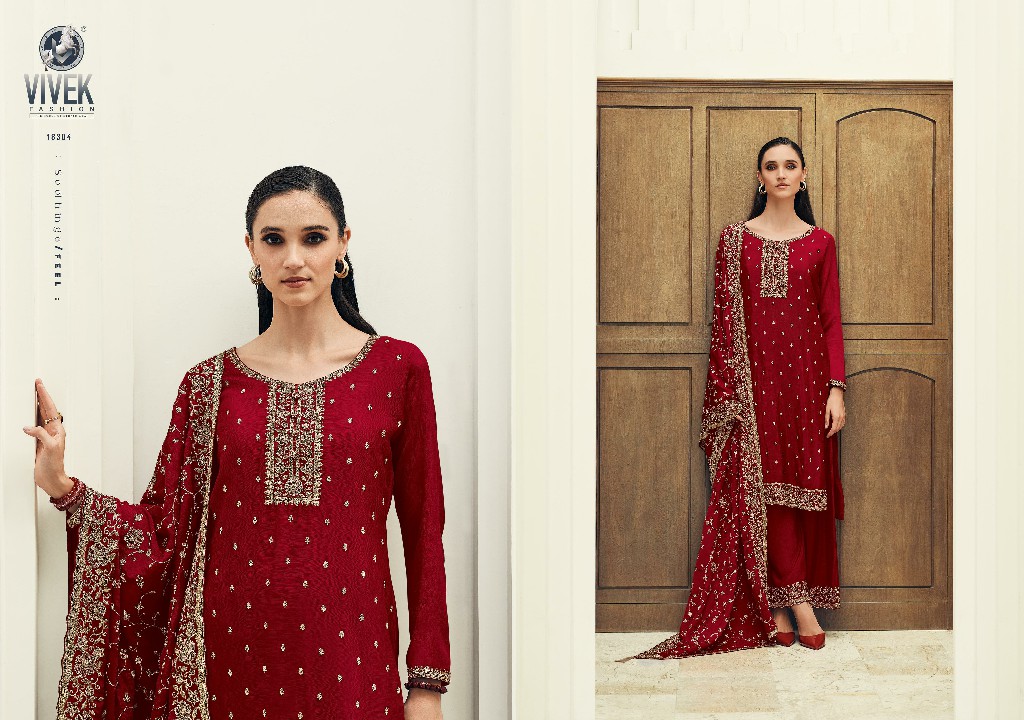 Vivek Anamika Wholesale Chinon Silk With Work Straight Salwar Kameez