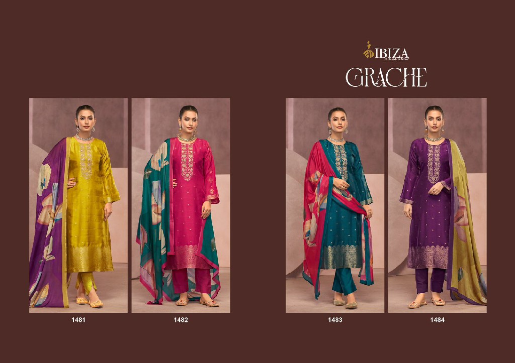 ibiza grache silk jaquard fashionable salwar kameez