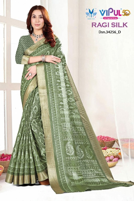 Vipul Ragi Silk 34256 Colour Wholesale Ethnic Sarees