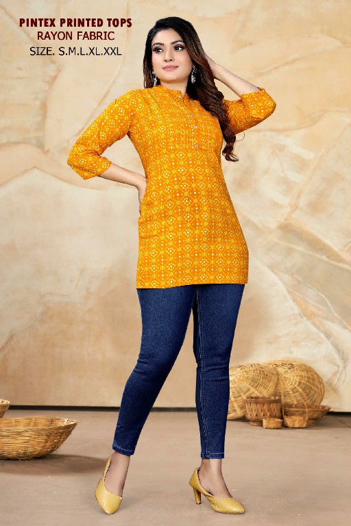 Sangeet Pintex Printed Tops Wholesale Pintex Work Kurti