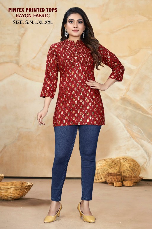 Sangeet Pintex Printed Tops Wholesale Pintex Work Kurti