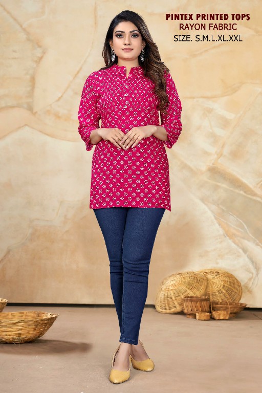 Sangeet Pintex Printed Tops Wholesale Pintex Work Kurti