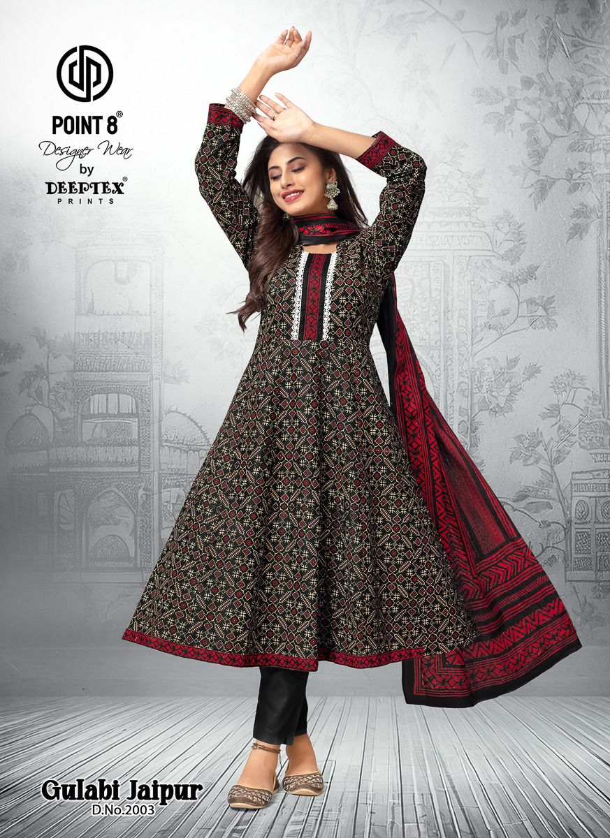 Deeptex Point 8 Gulabi Jaipuri Vol-2 Wholesale Anarkali Tops With Pant And Dupatta