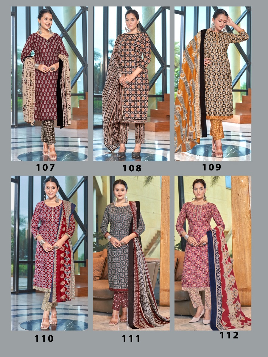 SC By Shreenath Creation Sky Gold Wholesale Readymade Ajrakh Work Salwar Suits