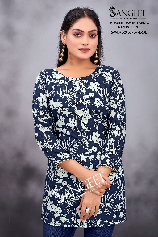 Sangeet Mumbai Rayon Fabric Wholesale Printed Short Kurtis