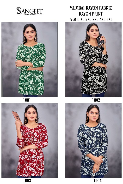 Sangeet Mumbai Rayon Fabric Wholesale Printed Short Kurtis