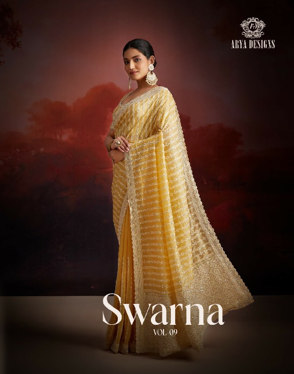 Arya Swarna Vol-9 Wholesale Thread Work Sequence Work Party Wear Sarees