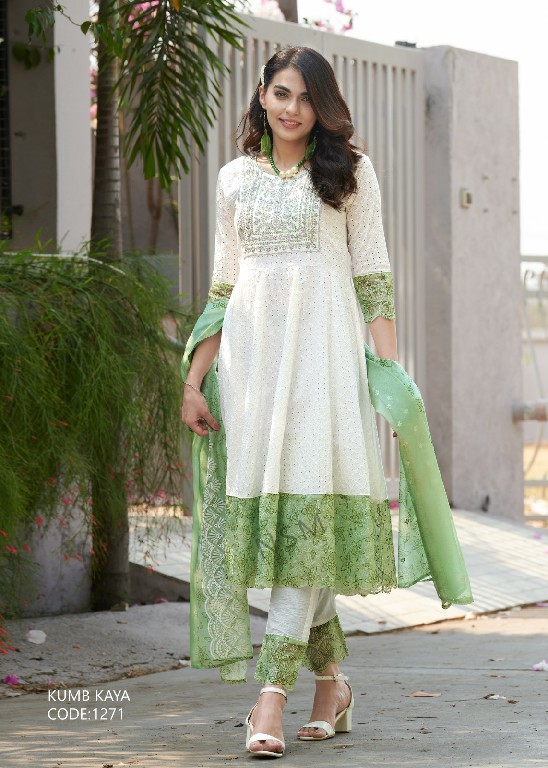 Kumb Kaya Wholesale Heavu Schiffli Work Stitched Salwar Kameez