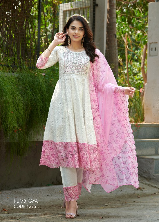 Kumb Kaya Wholesale Heavu Schiffli Work Stitched Salwar Kameez