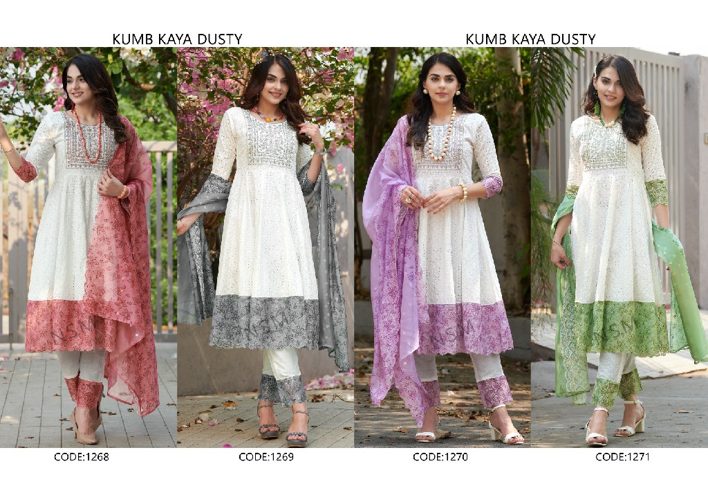 Kumb Kaya Wholesale Heavu Schiffli Work Stitched Salwar Kameez